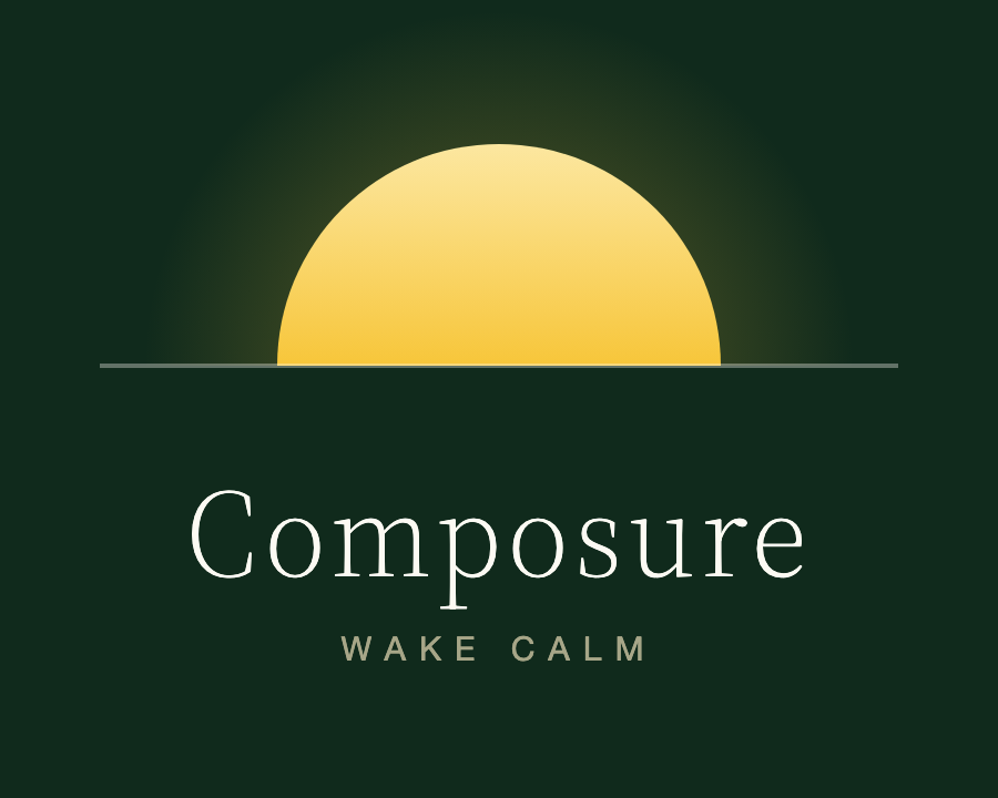 Composure stacked lockup: the sun above the wordmark